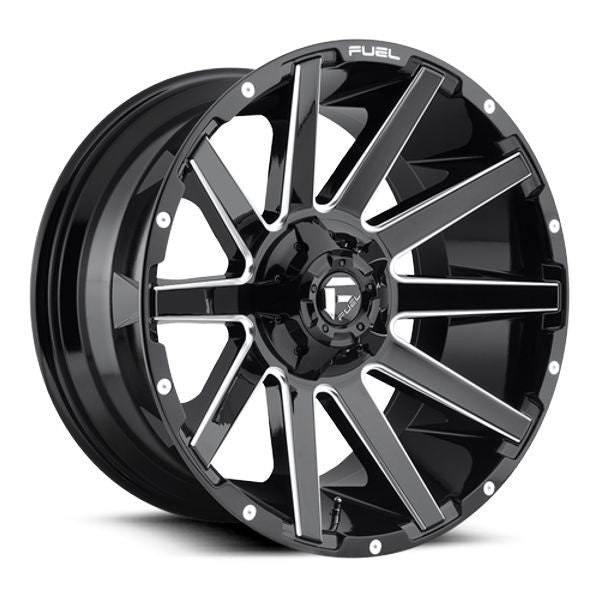 ~(41 lbs. 23X23X12)~ CONTRA 20x9 5x139.70/5x150.00 GLOSS BLACK MILLED (1 mm)