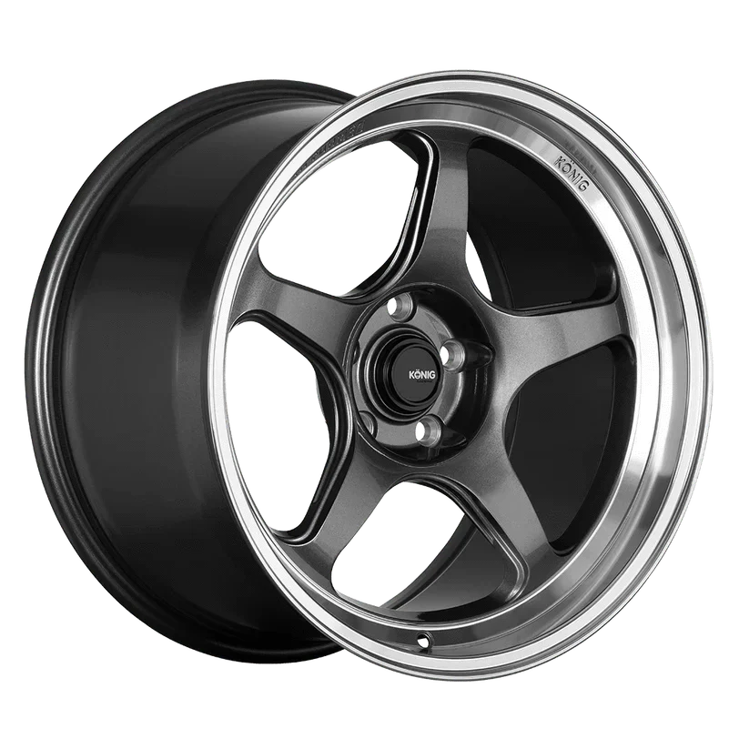 Konig Hyperspec 18x8.5A 5x108 ET42 Anthracite Metallic Wheel w/ Mirror Machined Lip (Knurled Bead)