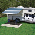 CAMPOUT 8FT 5IN L X 6FT 8IN EXT. BORDEAUX DUNE STRIPED VINYL MANUAL PATIO AWNING