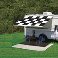 CAMPOUT 8FT 5IN L X 6FT 8IN EXT. BORDEAUX DUNE STRIPED VINYL MANUAL PATIO AWNING