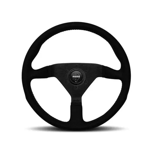 Momo Montecarlo Alcantara Steering Wheel 350 mm - Black/Black Stitch/Black Spokes