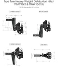 TRUE TOW HEAVYWEIGHT WEIGHT DIST HITCH 10IN DROP 2IN SHANK RATED 18.5K GTWR