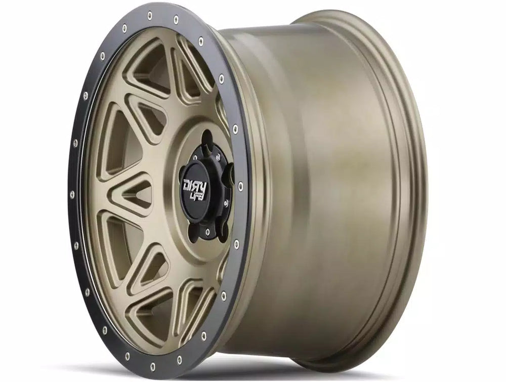 ~(38 lbs. 20X20X10)~ THEORY (9305) MATTE GOLD W/ MATTE BLACK LIP 18X9 6-139.7 0mm 106mm