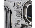 PROJECTOR HEAD LIGHTS WITH LED BAR - CHROME HOUSING AND CLEAR LENS