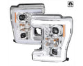 PROJECTOR HEAD LIGHTS WITH LED BAR - CHROME HOUSING AND CLEAR LENS