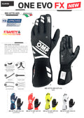 OMP ONE EVO FX GLOVES FIA 8856-2018 BLACK SIZE S