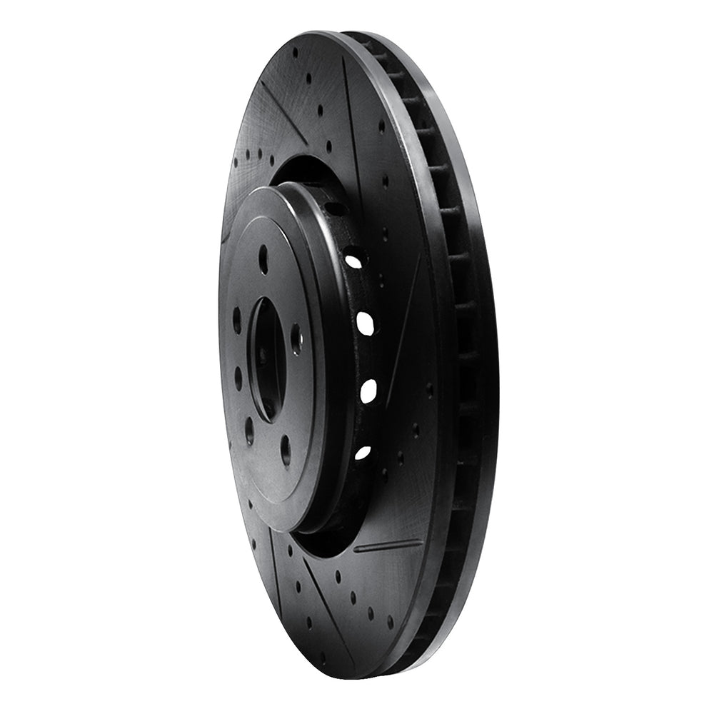 R1 14-23 Dodge Charger Front Right Drilled & Slotted Black Brake Rotor
