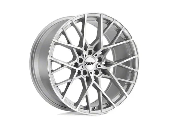 ~(32 lbs. 21X21X10)~ TSW SEBRING 19x8.5 5/114.3 ET40 CB76.1 SILVER W/ MIRROR CUT FACE