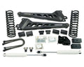 2019 -UP 3500 DODGE RAM 4in **PREMIUM** (4WDLEAF SPRING REAR) FRONT SHOCKS and REAR SHOCK EXTENDERS PLUS FABRICATED RADIUS ARMS (4 INCH AXLE)(BLACK POWDER)
