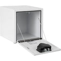 18X18X18 INCH WHITE STEEL UNDERBODY TRUCK BOX WITH PADDLE LATCH