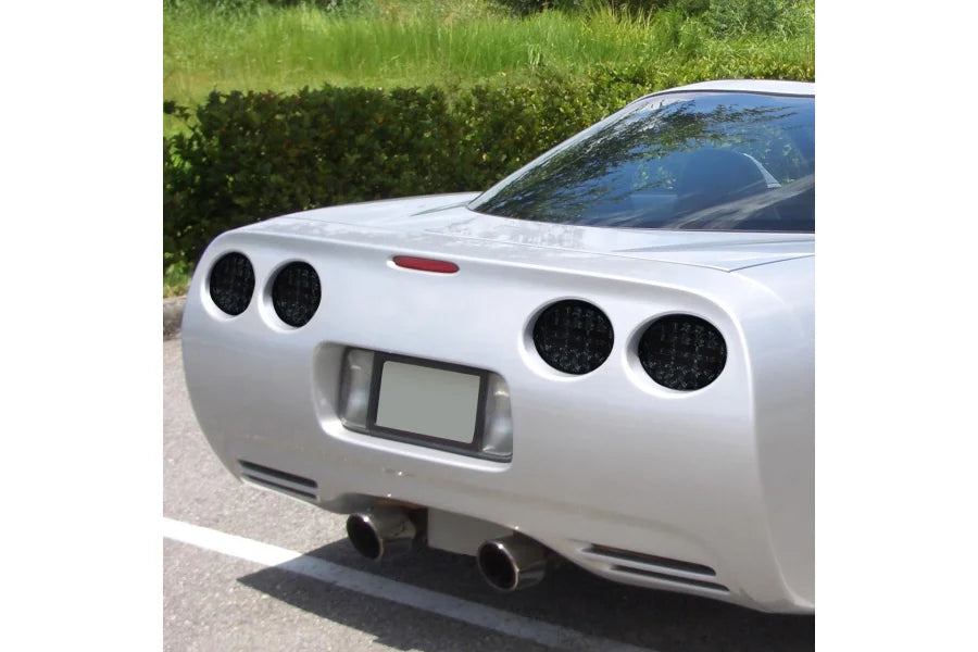 LED TAIL LIGHTS CHROME HOUSING DARK SMOKE LENS WHITE LED BAR