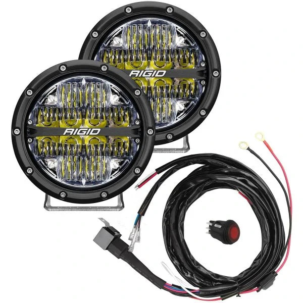 Rigid Industries 360-Series 6in LED Off-Road Spot Beam - Blue Backlight (Pair)