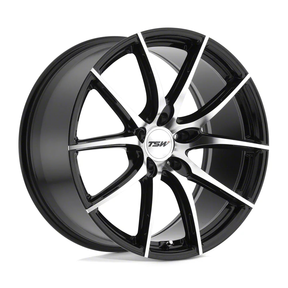 ~(31 lbs. 20X20X11)~ TSW SPRINT 18x9.5 5/120 ET35 CB76.1 GLOSS BLACK W/MIRROR CUT FACE
