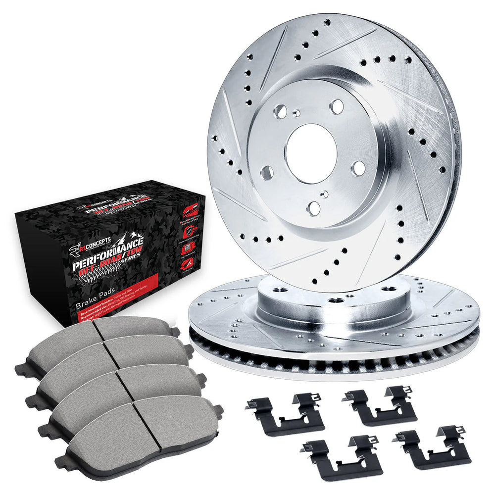 R1 02-24 Chrysler Aspen Rear Drill/Slot Silver Rotors w/Off-Road/Tow Pads