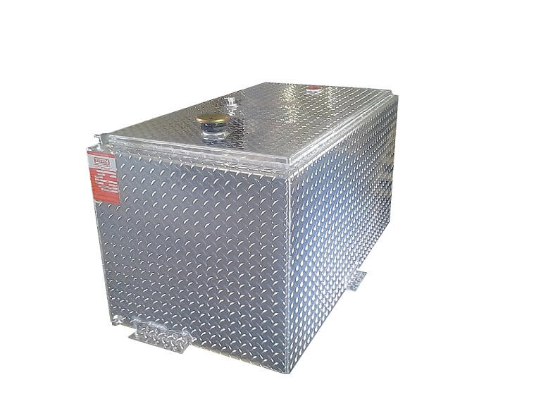 DOT APPROVED 98 GALLON BLACK RECTANGLE DIAMOND PLATE ALUMINUM DOUBLE WALL REFU