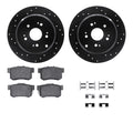 R1 Concepts Black Drilled Slotted Rotors with 5000 Oep Brake Pads Hdw Fits Acura RDX
