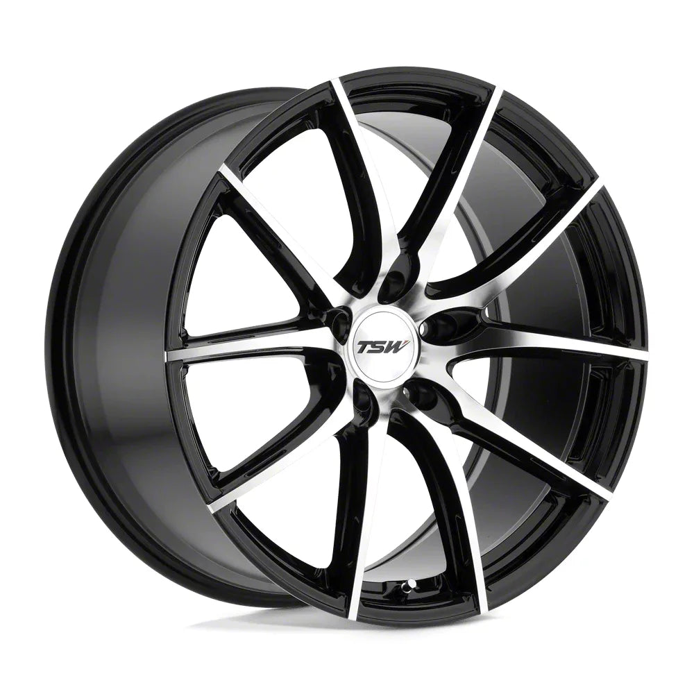~(27 lbs. 19X19X10)~ TSW SPRINT 17x8.0 5/114.3 ET40 CB76.1 GLOSS BLACK W/MIRROR CUT FACE