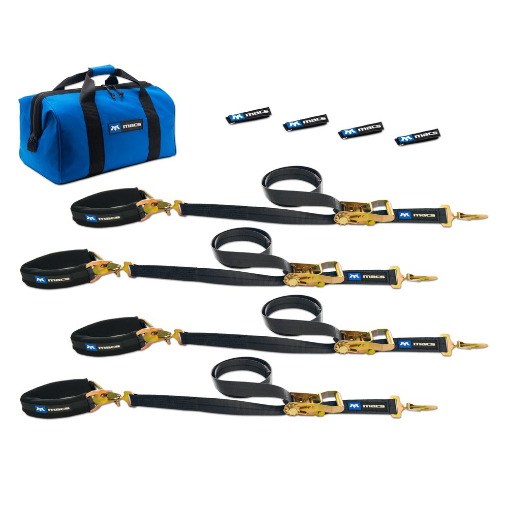 PRO PACK BLACK 2in X 6ft SEWN FIXED END RATCHET STRAPS AND (AXLE STRAP BLACK 2in X 24in )
