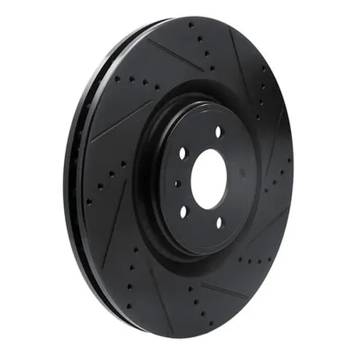 R1 13-14 Ford Mustang Front Right Drilled & Slotted Black Brake Rotor