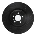 R1 13-14 Ford Mustang Front Right Drilled & Slotted Black Brake Rotor