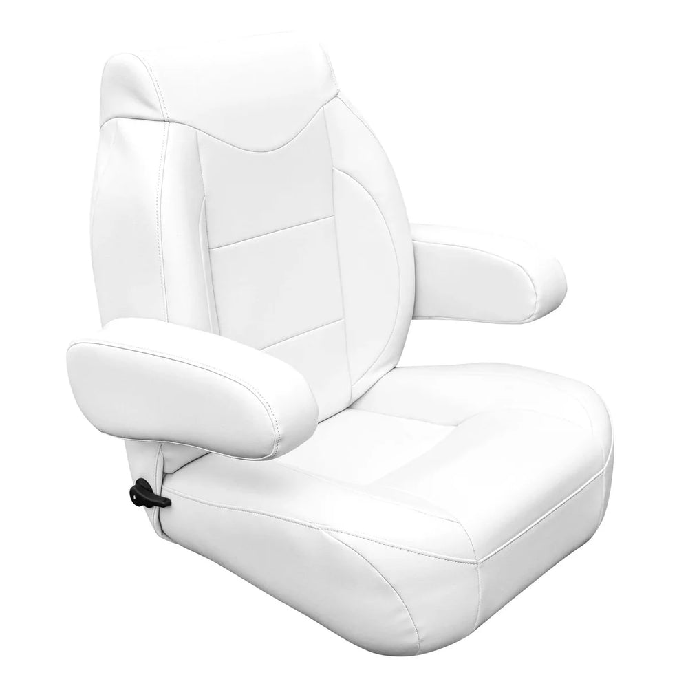 WISE 3126 HIGH BACK PONTOON RECLINING HELM W/ FLIP UP ARM RESTS BRITE WHITE
