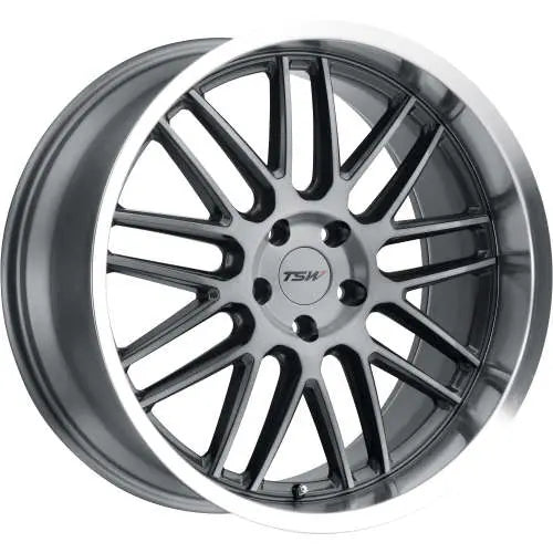 ~(30 lbs. 21X21X13)~ TSW AVALON 19x11.0 5/120 ET38 CB76.1 GUNMETAL W/BRUSHED GUNMETAL FACE AND MACHINED