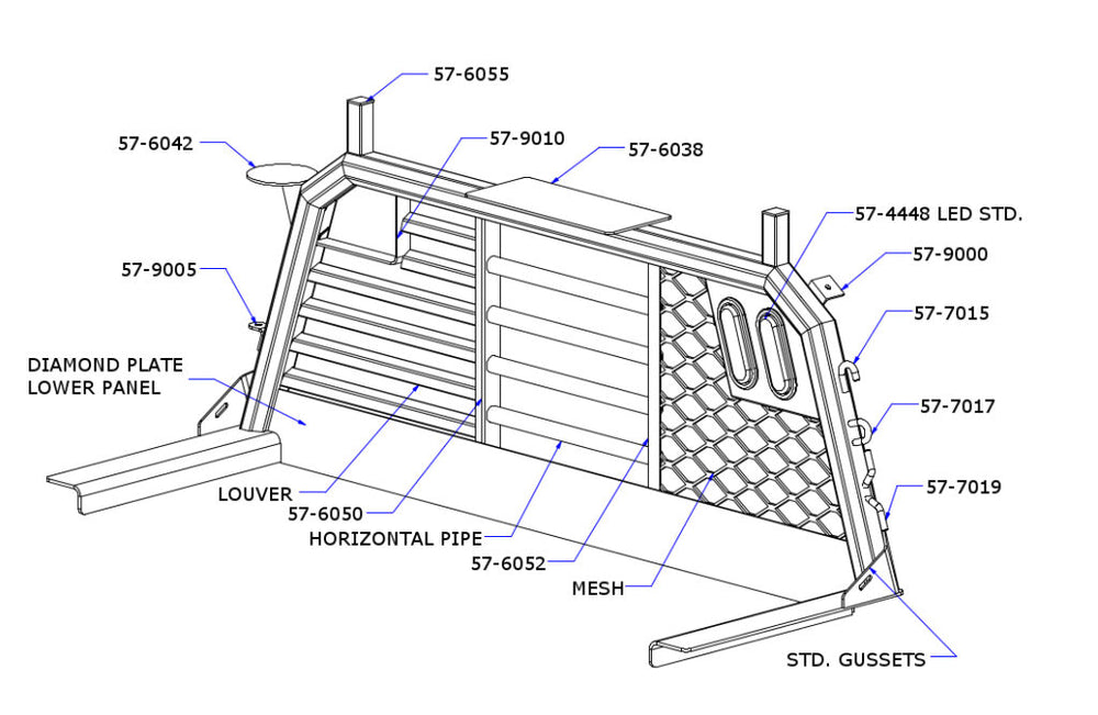 WORK TRUCK CAB RACK AL 25.75HX62.5
