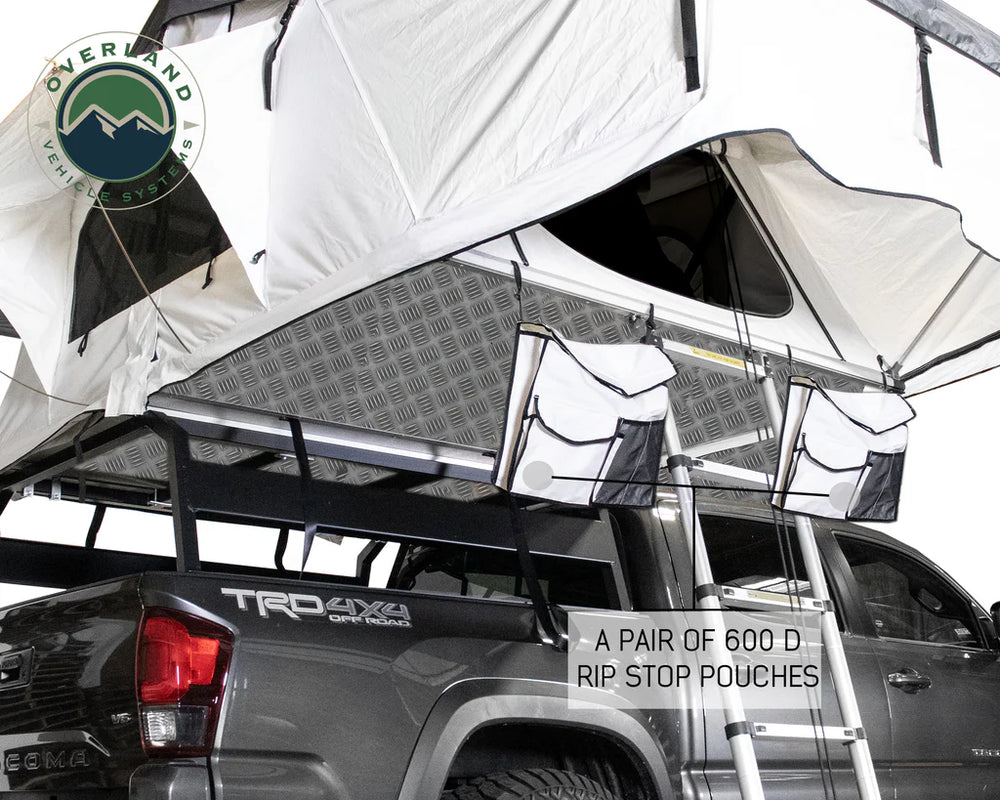 Nomadic 3 Extended Roof Top Tent - White Base With Dark Grey Rain Fly Black Cover