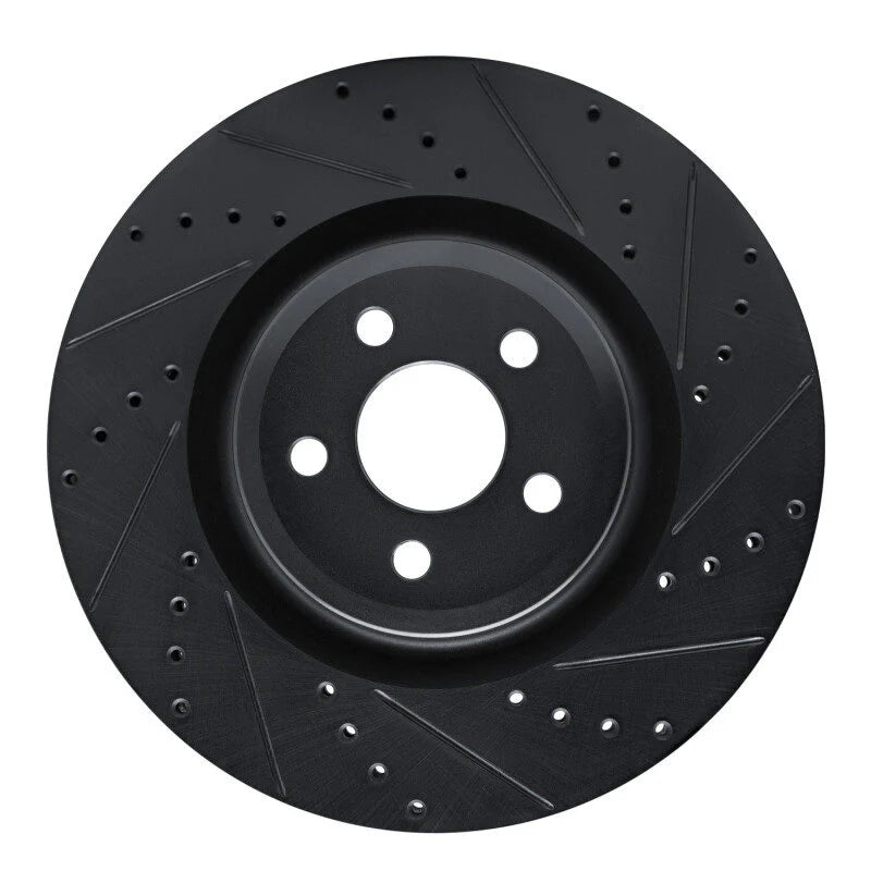 R1 19-24 Ford Edge Front Right Drilled & Slotted Black Brake Rotor