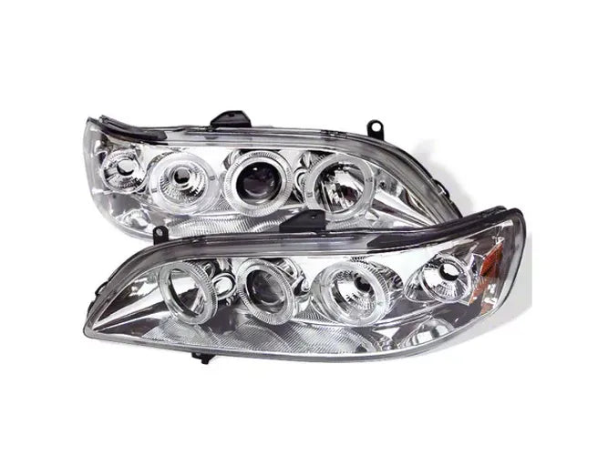 Spyder Honda Accord 98-02 1PC Projector Headlights LED Halo Amber Reflector Chrm PRO-YD-HA98-AM-C