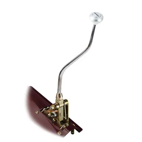 FLOOR MOUNT SHIFTER GM 700R4 TRANS W/CHROME 16IN DBL BEND LEVER & MUSHROOM POLI