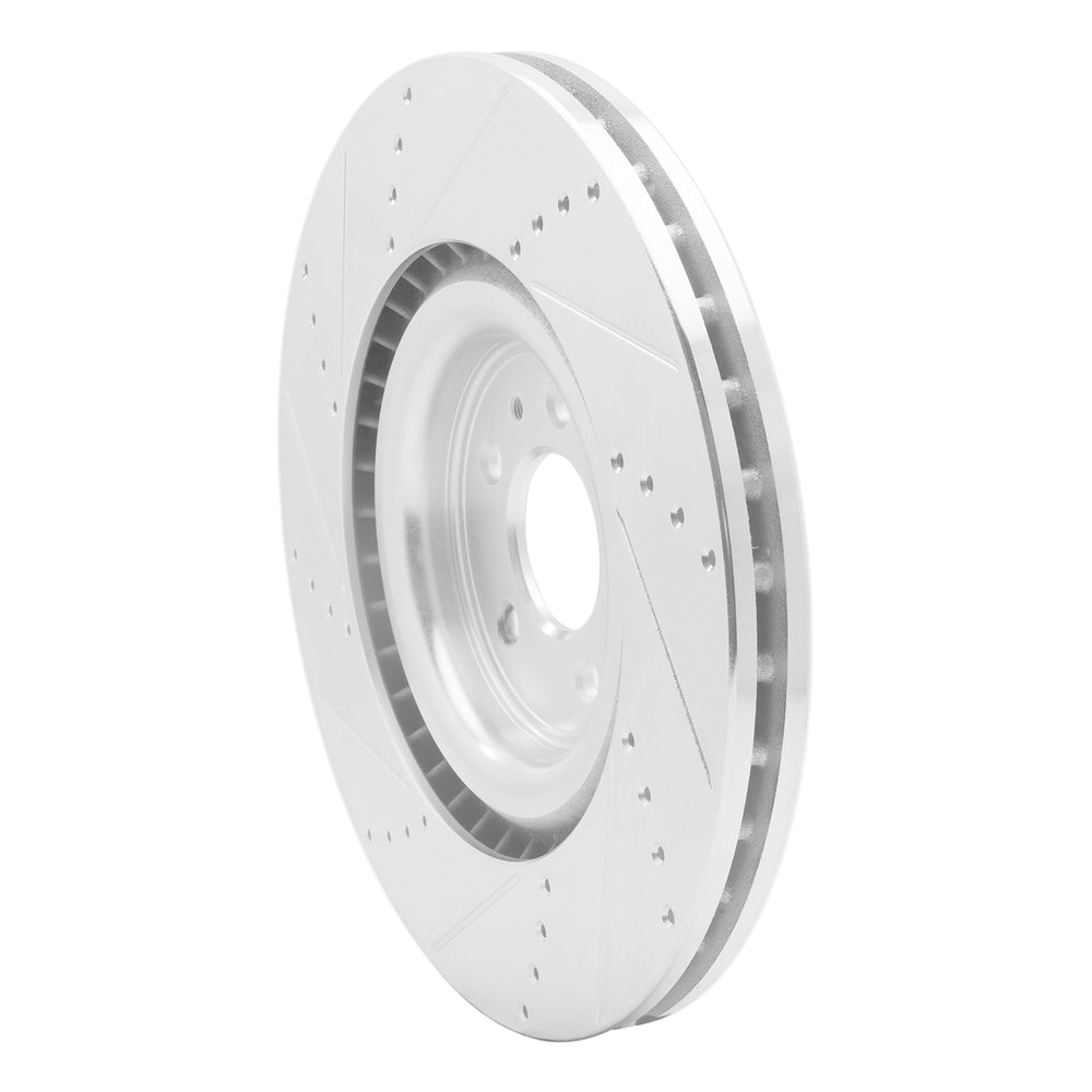 R1 Concepts Brake Rotor Drilled and Slotted Silver Fits Ford Mustang
