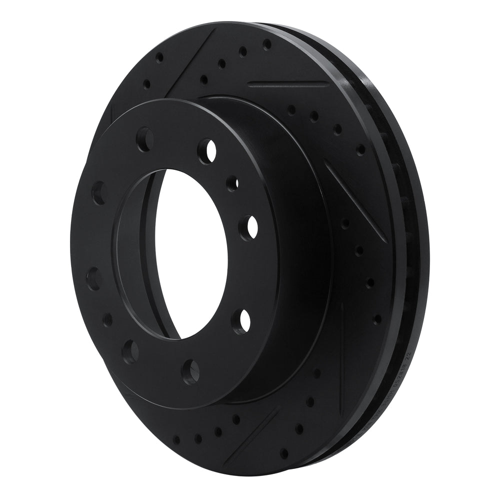 R1 01-25 Chevrolet Silverado 3500 Front Left Drilled & Slotted Black Brake Rotor