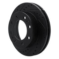 R1 01-25 Chevrolet Silverado 3500 Front Left Drilled & Slotted Black Brake Rotor