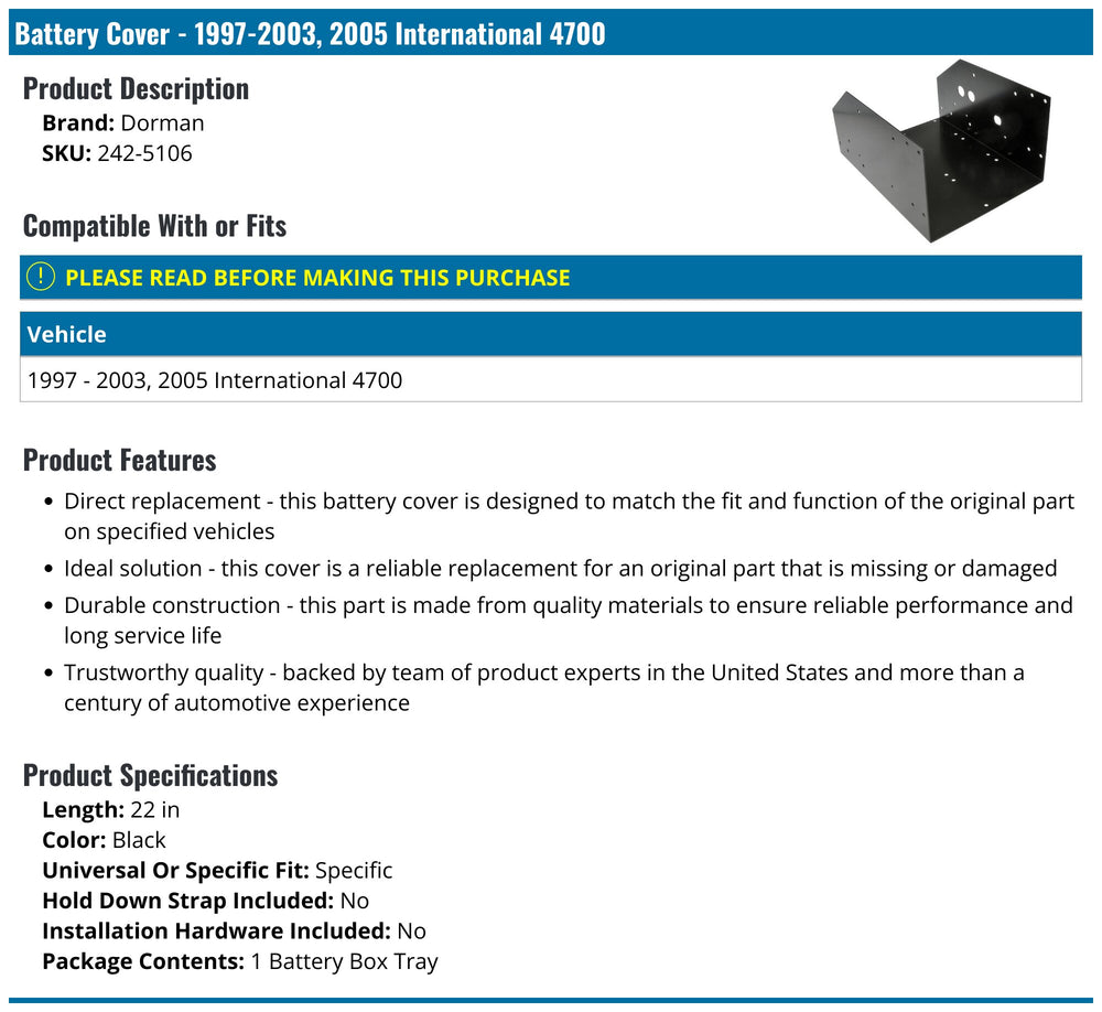 BATTERY BOX TRAY