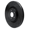 R1 13-14 Ford Mustang Front Left Drilled & Slotted Black Brake Rotor