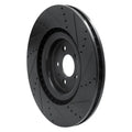 R1 13-14 Ford Mustang Front Left Drilled & Slotted Black Brake Rotor