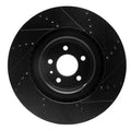 R1 13-14 Ford Mustang Front Left Drilled & Slotted Black Brake Rotor