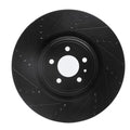 R1 13-14 Ford Mustang Front Left Drilled & Slotted Black Brake Rotor