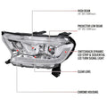 PROJECTOR HEADLIGHTS WITH SEQUNETIAL TURN SIGNAL LED BAR CHROME HOUSING AND CLEAR LENS