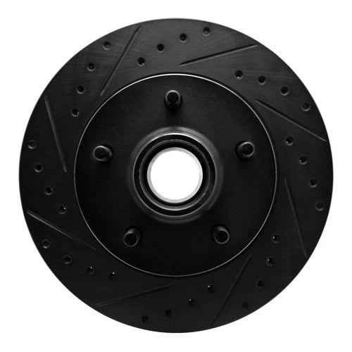 R1 90-90 Cadillac BROUGHAM Front Left Drilled & Slotted Black Brake Rotor