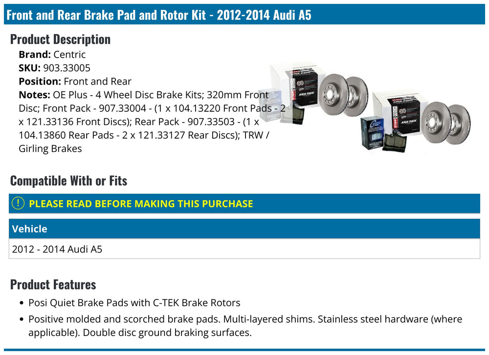 OE Plus Brake Kit 4 Wheel