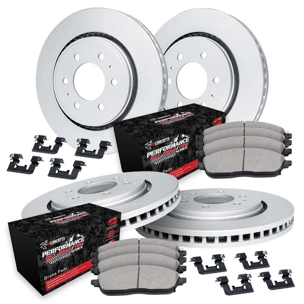 R1 Concepts Carbon Series Brake Rotors - Perf Off-Road/Tow Pads - Hdw Fits Nissan Titan