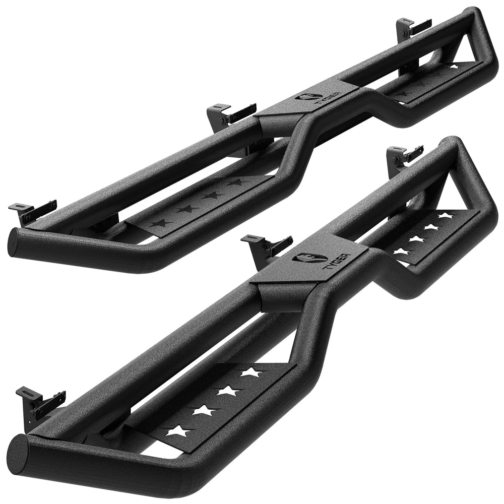 0718 WRANGLER JK 4DR (EX JL) STAR STRIDER RUNNING BOARDS TEXTURED BLACK