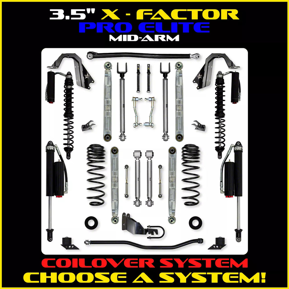 18C WRANGLER JL 2DR 3.5IN X FACTOR PRO ELITE ALUM COIL OVER SYS FRONT & REAR