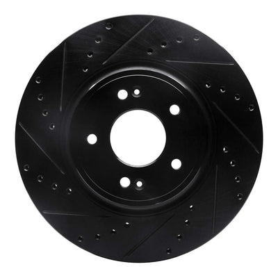 R1 18-23 Genesis G70 Front Left Drilled & Slotted Black Brake Rotor