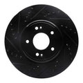R1 18-23 Genesis G70 Front Left Drilled & Slotted Black Brake Rotor