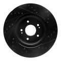 R1 18-23 Genesis G70 Front Left Drilled & Slotted Black Brake Rotor