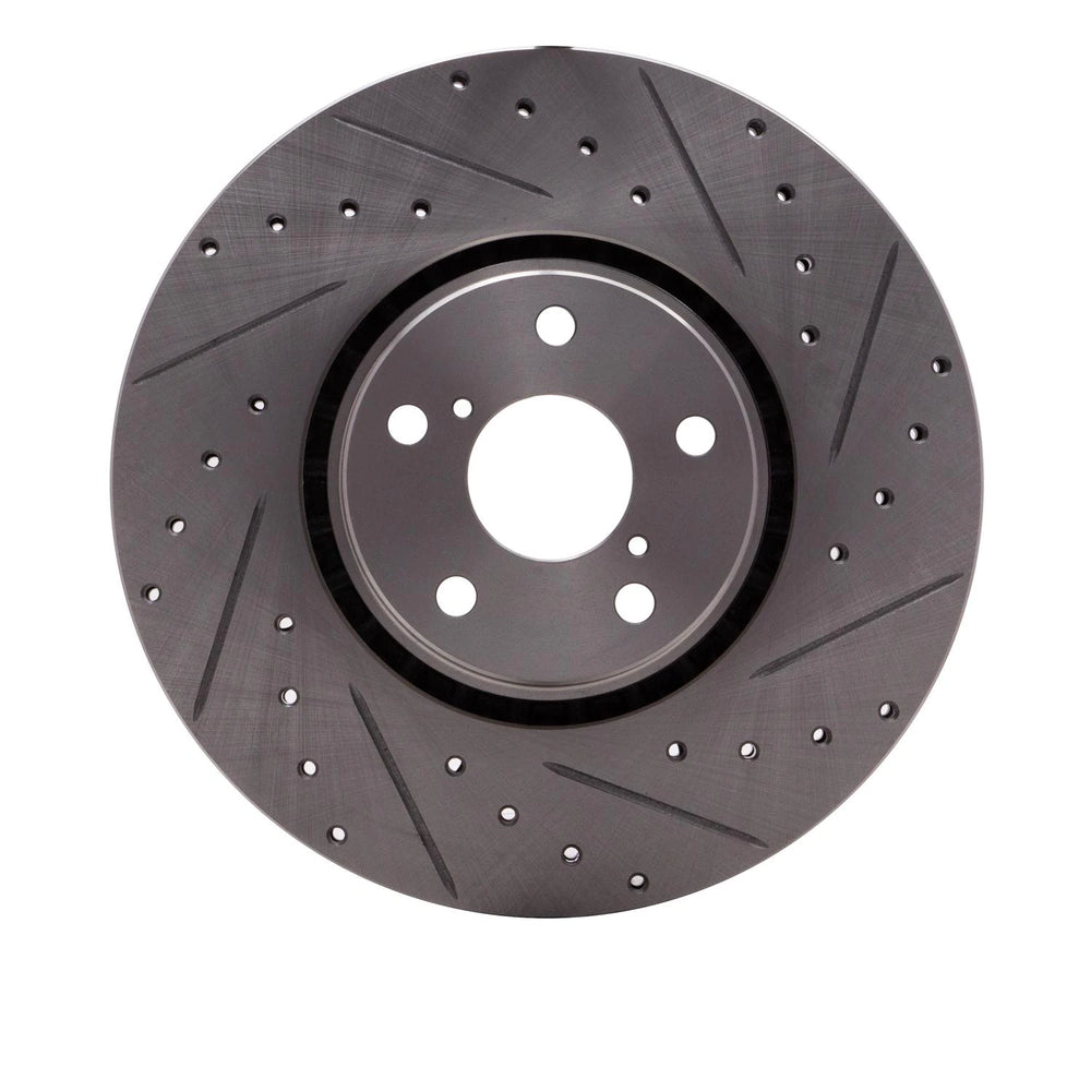 R1 07-11 Lexus GS350 Right Front Drilled Black Brake Rotor