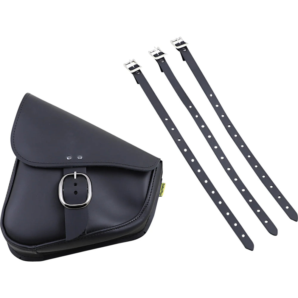 Willie & Max HD Softails, Yamaha Rd Stars, Kaw Vulcan 900, Suz C50 Leather Swingarm Bag - Black